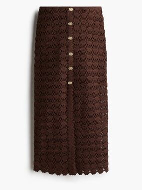 H&M Edition - NWT brown Crochet gold Button-Front Midi Maxi Skirt
